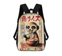 Meerkat Eating Ramen Japanese Style Backpack, 3D Printed School Bag, School Lunch Bag, Travel Backpack, Friends Backpack, School Backpack for Girls And Boys 17inch