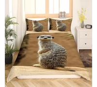 Meerkat King Size Duvet Cover Set Reversible Quilt Cover 220x230 cm African Animals Bedding Sets Ultra Soft 3D Comforter Covers Comfy Easy Care Non Iron Bed Set M/3042