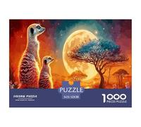 Meerkat Love Great Gift Idea 1000 Piece Jigsaw Puzzle -Kangaroos Moonlit Savanna for Adults Men And Women Educational Game Challenge52x38cm/1000pcs