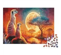 Meerkat Love Puzzles 1000 Pieces for Adults, 1000 Piece Savanna Glow Impossible Challenge Toy for Educational Games Gifts 70x50cm/1000pcs