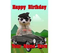 Meerkat nfd196 Chauffeur Driver Fun Cute Happy Birthday A5 Personalised Greeting Card Posted by US Gifts for All 2016 from Derbyshire UK