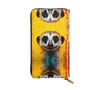 Meerkat Patterned Leather Long Wallet (7.5 * 4.1 inches) | Extra Large Multi-Function Compartment | Great Gift