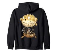 Meerkat Pirate s Funny Puffer Fish Balloon Zip Hoodie