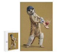 Meerkat Playing Cricket, 1000 PCS Wooden Picture Puzzle for Grown-Ups, Winter Activity Gift; for Shared Table Time