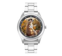 Meerkat Watch Stainless Steel Band Watch Dress Watch Digital Wrist Watch Analog Quartz Watch for Unisex