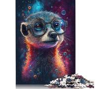 Meerkat with Glasses 500 Piece Jigsaw Puzzle for Adults & Age 18 Years Up - Family Activity Jigsaw Puzzles Educational Games Difficult And Challenge 500pcs (52x38cm)