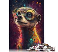 Meerkat with Glasses Jigsaw Puzzles 500 Pieces for Adults Toys Games Puzzle Wood Jigsaw Puzzle for Age 18 Years Upe Ducational Games 500pcs (52x38cm)