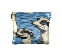 Meerkats Face Blue Sketch Women Leather Coin Purse Convenient Mini Card Holder Wallet for Women Girls