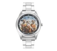 Meerkats Playing Golf Watch Stainless Steel Band Watch Dress Watch Digital Wrist Watch Analog Quartz Watch for Unisex