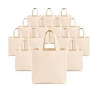 Meerlix Mini Canvas Tote Bags Bulk, 15 Pack, 10x8x4 In, 12 oz Natural
