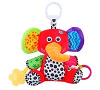 MEERO LONDON EP2206 Multi Colored Elephant Soft Newborn Activity Toy with Teether and Music,Baby PushChair and Pram Toy,Newborn Sensory Toy for Baby Boys and Girls from 0+ Months