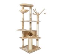 Meerveil Cat Tree, Cat Tree for Large Cats, Cat Scratching Tree, Cat Tower, Cat Activity Center with Sisal, Cat Scratching Posts with Slide, Cradle, Cat Palace, 167cm, Beige