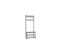 Meerveil Coat Rack, Shoe Rack, Coat Rack Stand, Clothes Rack, Shoe Storage Bench with 9 Hooks, Metal Hall Tree, Metal Frame for Bedroom, Living, Room