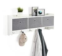 Meerveil Coat Rack with Shelf, 3 Baskets 5 Hooks, W98 x H40 x D22 cm, White