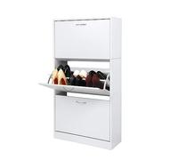 Meerveil Shoe Racks, 3 Drawer Shoe Cabinet Cupboard Storage Organizer for Living Room Hallway Cloakroom Entryway, White, 63 x 24 x 120cm