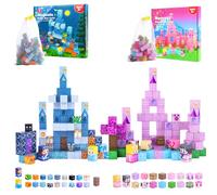 MEESHEEP 200PCS Magnetic Blocks Bundle - Blue Castle & Pink Castle | Build Together to Inspire Kids' Imagination