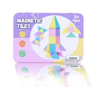 MEESHEEP 42PCS Mini Magnetic Tiles with Tin - Travel-Friendly Airplane & Car Toy for Kids, Educational Building Set