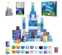 MEESHEEP Magnetic Blocks - Blue Castle, Build Exact Models Shown in Pictures | STEM Montessori Toys for Boys Age 3-10 | Inspiring Creativity, Imagination and Confidence | Stowable