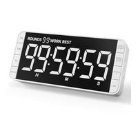 MeesMeek Digital Kitchen Timer with 19.8cm Extra Large LED Display: Magnetic, 3 Brightness, 5 Alarms, 4 Volume, Interval, Clock, Battery Powered Countdown Count Up Timer for Cooking Classroom Home Gym