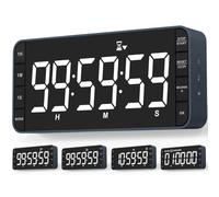 MeesMeek Kitchen Clock Timer: 99h 59min 59sec Countdown Countup Rechargeable Interval Digital Timer, 7.8'' Large LED Display, 3 Brightness, 5 Alarms, 4 Volume Levels, Magnetic, Classroom (Navy Blue)