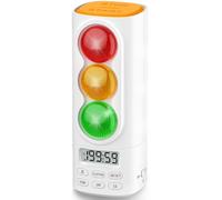 MeesMeek Traffic Light Visual Audio Digital Timer, LCD Display Volume Adjustment, with 4 Ringtones for Kids Toddler Teachers Classroom Home Kitchen Game Contest Time Management 199H59M Countdown