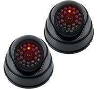 MEESOGA 2Pack Dummy Cameras Outdoor & Indoor Fake Dummy Camera CCTV Security Camera with Flashing LED Light, Waterproof Fake Cameras with Warning Sticker & Screws Included