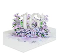 MeeSunnie Happy Anniversary Card, Milestone 3D Pop Up Greeting Card for Marriage, Soulmates, Celebration, Being Together, Congratulations for Couples, Husband, Wife (16th Anniversary)