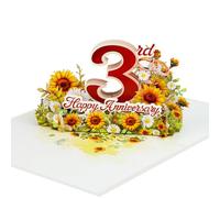MeeSunnie Happy Anniversary Card, Milestone 3D Pop Up Greeting Card for Marriage, Soulmates, Celebration, Being Together, Congratulations for Couples, Husband, Wife (3rd Anniversary)