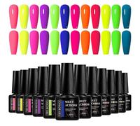 MEET ACROSS Nail Polish Neon 12 Colours UV Gel Nail Polish Set Yellow Pink Blue Neon Lime Green Orange Red Gel Nails Soak Off UV/LED Nail Salon