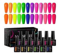 MEET ACROSS Nail Polish Neon 12 Colours UV Gel Nail Polish Set Yellow Pink Blue Neon Lime Green Orange Red Gel Nails Soak Off UV/LED Nail Salon