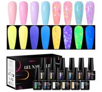 MEET ACROSS Neon UV Nail Polish Set 8 Colours Glow in the Dark Gel Nail Polish Set Pink Blue Purple Shellac Soak Off UV Gel Rainbow Nail Art Set for Girls 12 Pieces