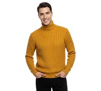 Meet AI Muse Men's Cable Knit Turtleneck Sweater, Long Sleeve Pullover, Knitted Jumper High Neck Slim Fit Warm Winter Sweater Top (UK, Alpha, XL, Regular, Regular, Mustard)
