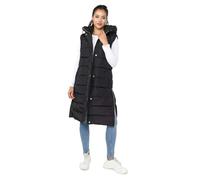 Meet AI Muse WOMENS GILET HOODED LONG BLACK PUFFER JACKET PADDED TOP BODY WARMER 8-18 (UK, Alpha, L, Regular, Regular, Black)
