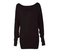 Meet AI Muse Women's Off-Shoulder Long Sleeve Sweater, Casual Oversized Mini Batwing Tunic Baggy Top Black 8-26 (UK, Numeric, 14, Regular, Regular, Black)