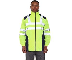 Meet AI Muse Work Wear Hi Vis Rain Jacket Mens High Visibility Water Resistance Reflective Tape Band Safety Zipper Hooded Top Lightweight M, 5XL (UK, Alpha, 3XL, Regular, Regular, Green)