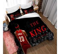 Meet Basketball LeBron James - Set with Duvet Cover and 2 Pillowcases, Cotton, Print (Style 04,King(220x230cm))