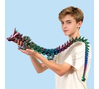 Meet Gladness 59 ”3D Printed Dragon Large 3D Dragon-Bigger Fidget Toy Gift for Kids, Boys, Girls & Adults,Cool Giant Crystal 3-D Printed Animals Desk Decor （59in Blue Green Purple）