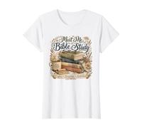 Meet Me at Bible Study Coffee Scripture Sisterhood Value Graphic T-Shirt, Women, White, M