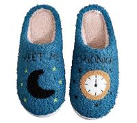 Meet Me at Midnight Fuzzy Memory Foam Winter Warm Cozy Slippers - Men's & Women's Couple Slip-on House Slippers for Indoor & Outdoor