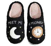 Meet Me at Midnight Slippers for Women Men Fuzzy Slippers Memory Foam Winter Warm Slippers Fuzzy Cozy Slippers Couple Slip-on House Slippers for Indoor and Outdoor