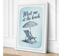 Meet Me at the Beach Coastal Canvas Wall Art Print 24x16 Inch