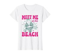 Meet Me at the Beach Funny Quote for Beach Lovers Value Graphic T-Shirt, Women, White, S