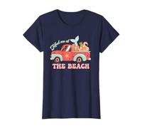 Meet Me at The Beach Retro Mermaid Flamingo Pineapple Truck T-Shirt