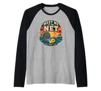Meet Me At The Net - Funny Padel Pun Match Raglan Baseball Tee
