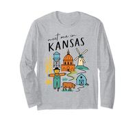 Meet me in Kansas - Cute US State Travel Retro Design Women Long Sleeve T-Shirt