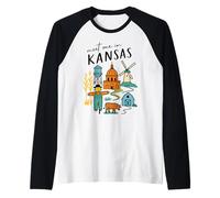 Meet me in Kansas - Cute US State Travel Retro Design Women Raglan Baseball Tee
