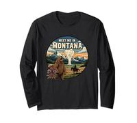 Meet Me in Montana Bear Mountains Nature Design Long Sleeve T-Shirt