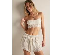 Meet Me In The Middle Tap Shorts by Intimately at Free People in Eggshell Combo, Size: Medium - female
