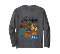 Meet Me in Wyoming Cowboy Buffalo Mountain Long Sleeve T-Shirt