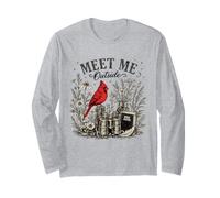 Meet Me Outside Cardinal Birdwatching Nature Lover Vintage Long Sleeve T-Shirt